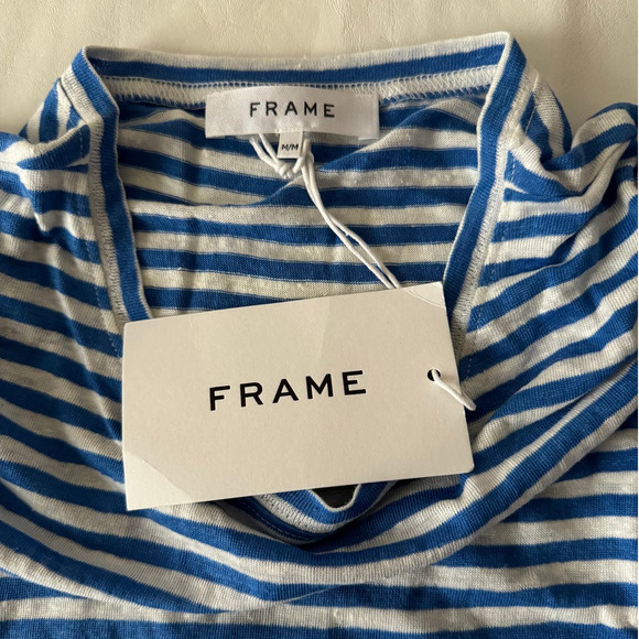 FRAME Roll Cuff Organic Linen Muscle in Jet Stream Multi Size M - Picture 8 of 11